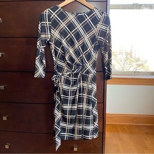 Ann Taylor Plaid Faux Wrap Dress XXSP